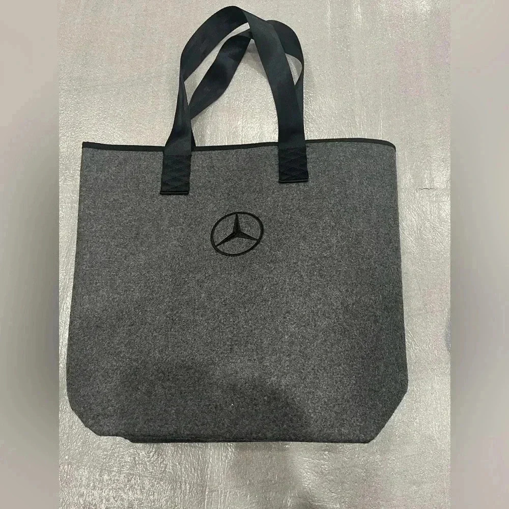 Mercedes  Benz Embroidery Logo Gray Fabric Tote